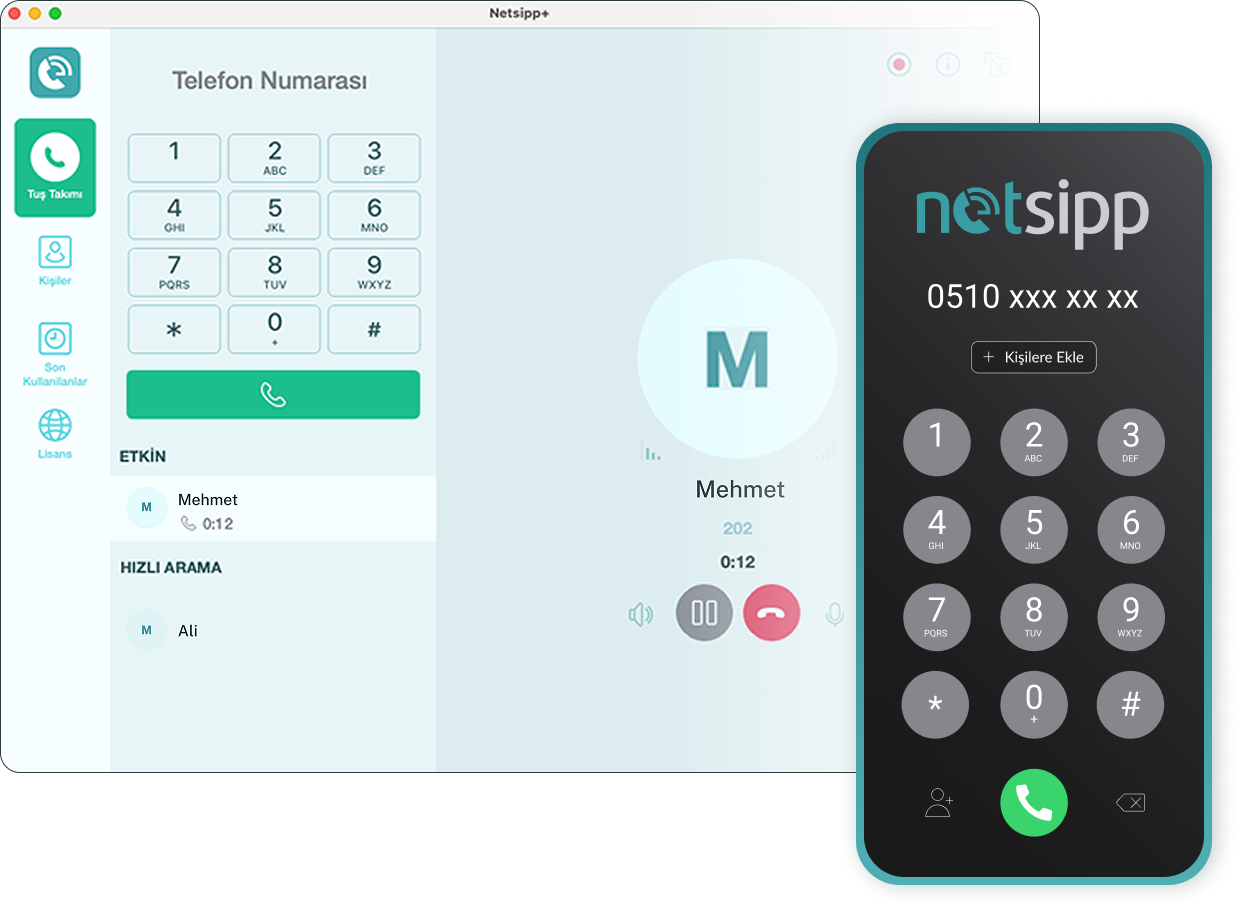 Netsipp mobil ve masaüstü softphone uygulaması